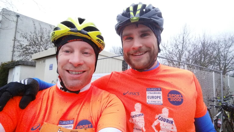Tugdual Jégou et Thomas Fritz nos kinés participent à leur premier bike and run de 18 km à Vendenhe