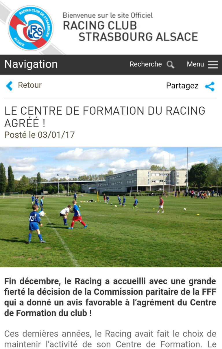 Le CMSM est heureux d'apprendre que le centre de formation du RCSA avec qui nous travaillons dep