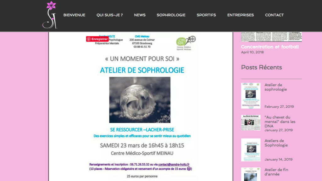 Prochain atelier de Sophrologie